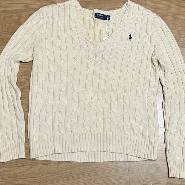 빈티지 폴로 브이넥 케이블 니트