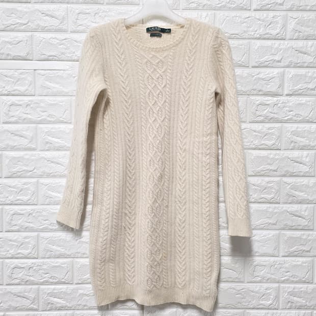 택포) 폴로 랄프로렌 캐시미어 혼방 케이블니트 원피스 S