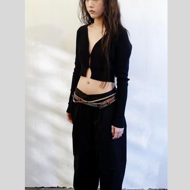 샵페어리 팬츠 button color pants black