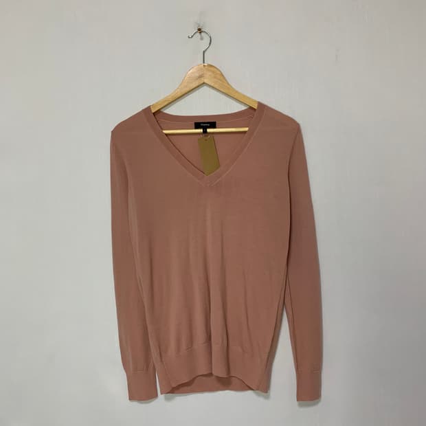 띠어리 브이넥 빈티지 인디핑크 긴팔 니트 S