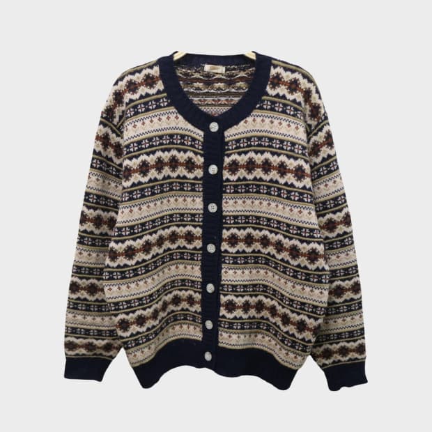 NOMET 패턴 울 혼방 가디건 61351