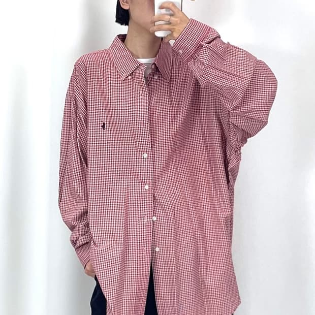 [5XL]POLO 레드체크 긴팔 셔츠