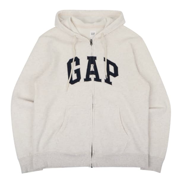 갭 오트밀 아치 로고 후드집업