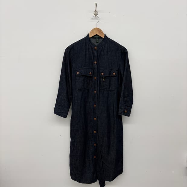 폴로 데님 셔츠 원피스 네이비 여성 M