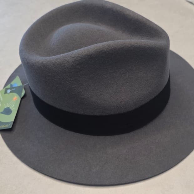 프리미엄 100%양모 페도라 그레이 블랙리본 사이즈 57cm