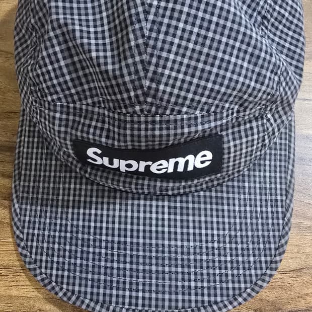 슈프림 코듀라 플레이드 캠프캡 블랙 - 25SS