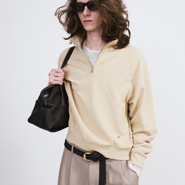 렉토 RC 로고 하프 집업 맨투맨 스웻 셔츠 베이지