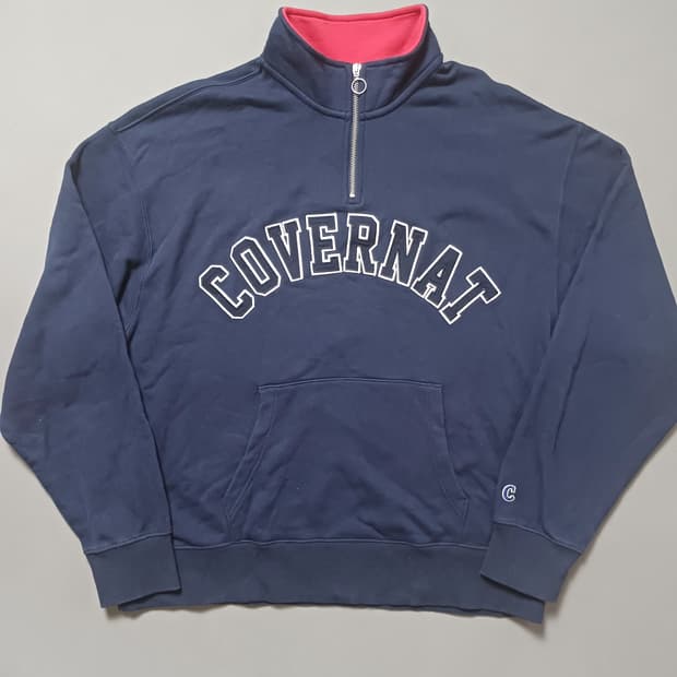 [L] 커버낫 하프집업 아치로고 맨투맨 네이비