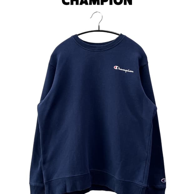 챔피온 로고 프린팅 맨투맨 네이비