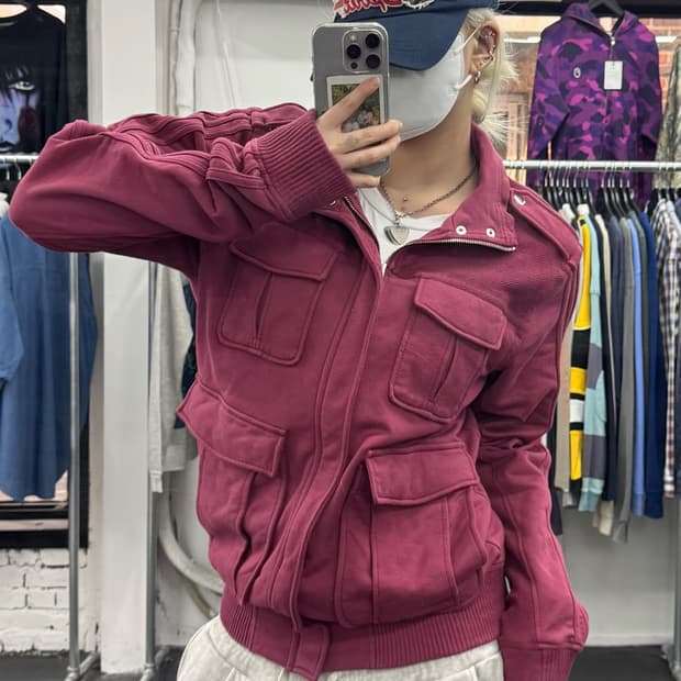 아디다스 멀티포켓 버건디 필드자켓