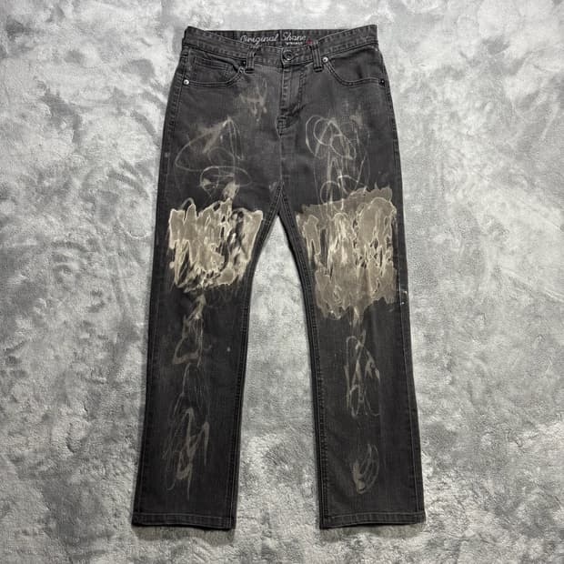 쉐인진 빈티지 워싱 블랙 데님