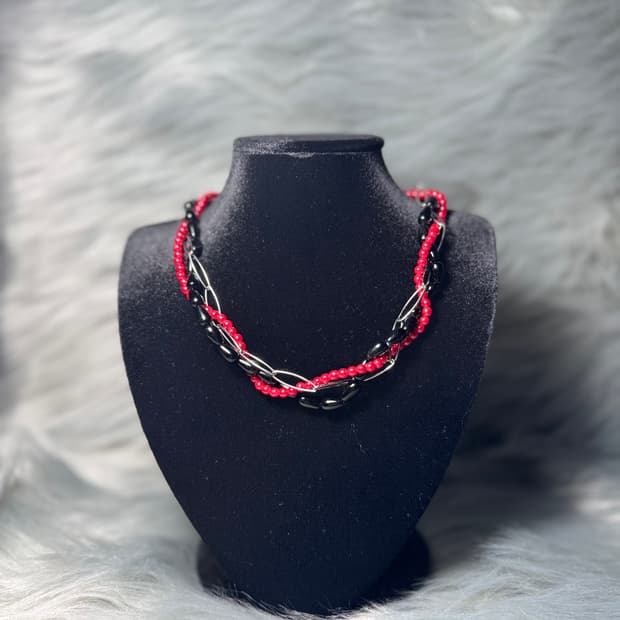 다비즈 빨간진주 써지컬 목걸이