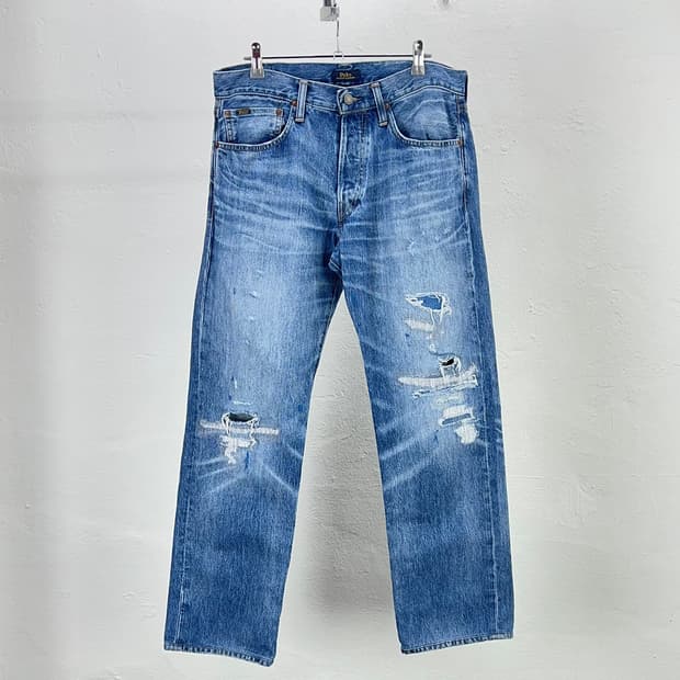 폴로 랄프로렌 클래식 핏 디스트레스 데님 팬츠