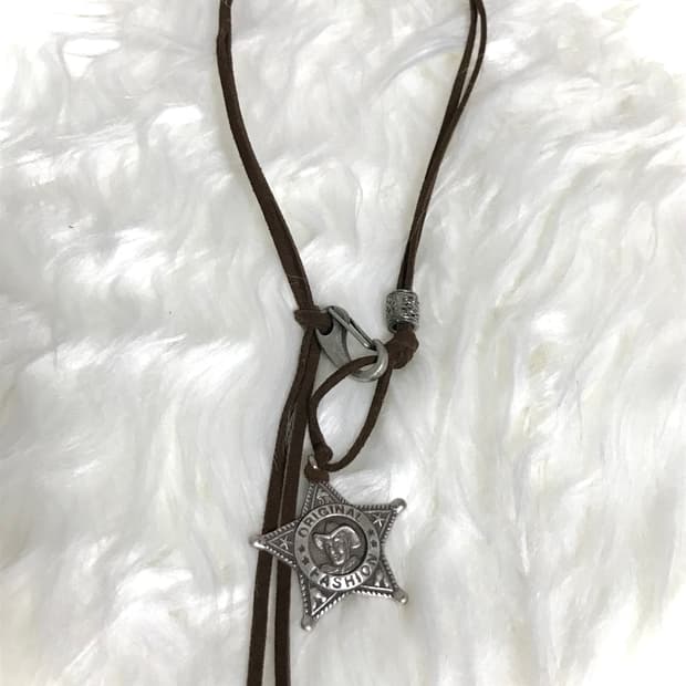 빈티지 보헤미안 웨스턴 카우보이 보안관 스웨이드 끈 길이조절 목걸이