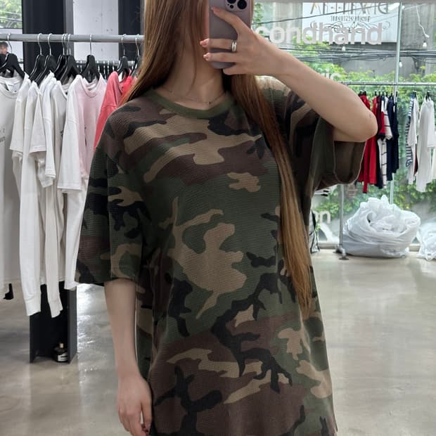 슈프림 17SS 써멀 와플 카모 반팔티