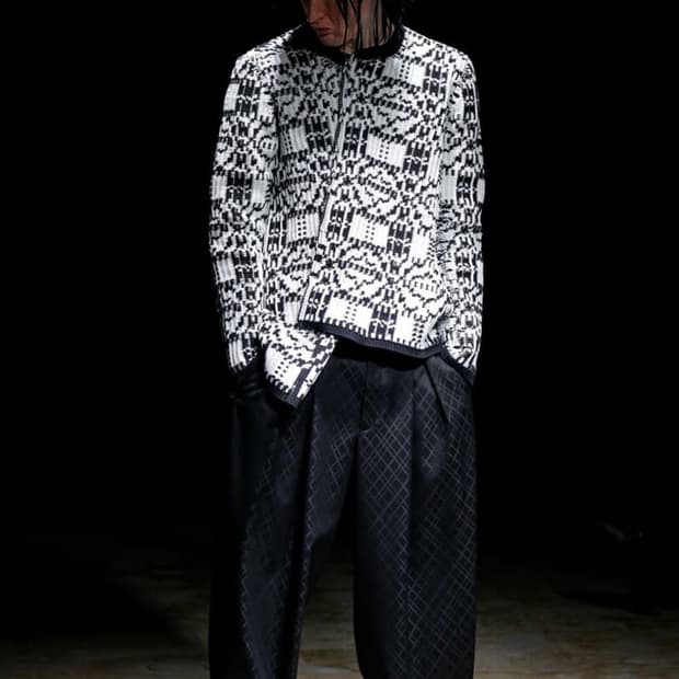 21aw 꼼데가르송 옴므플러스 기하학패턴 벌룬팬츠 m