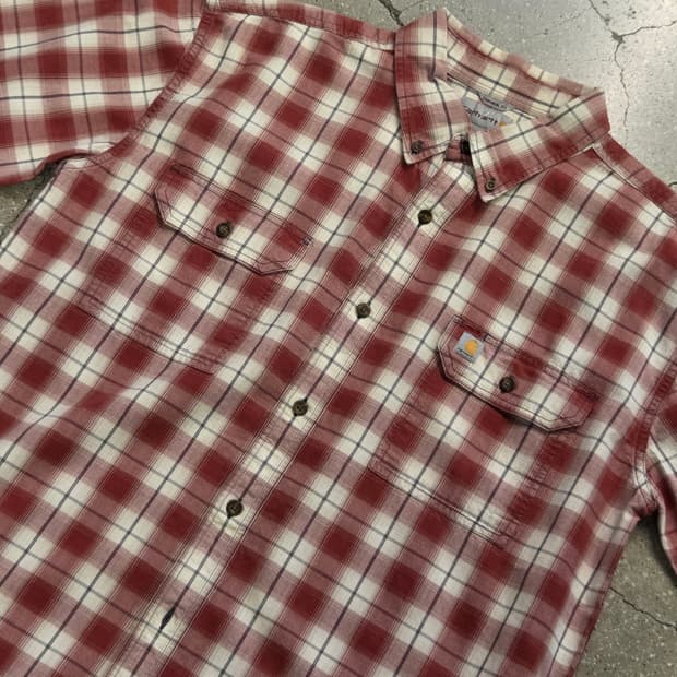 Carhartt 칼하트 레드체크 반팔셔츠