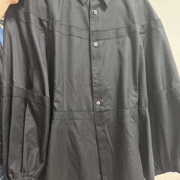 꼼데가르송 Cotton Cutting Detail Shirt Black