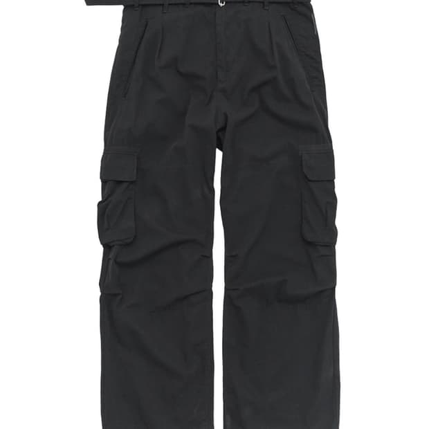 [2]폴리테루 벨티드 카고 팬츠 블랙