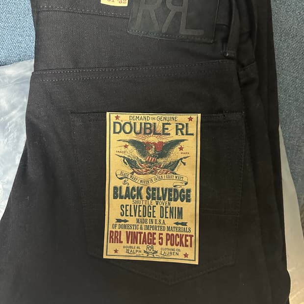 rrl 빈티지 파이브 포켓 블랙온블랙 31x32 새상품