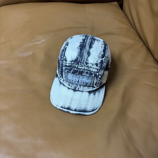 슈프림 캠프캡 모자 박스로고 워시드 블랙