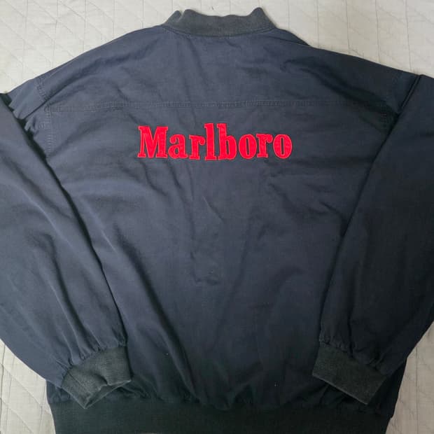 [XXL] 90s 빈티지 말보로 리버시블 봄버 자켓 블랙/레드 페이드