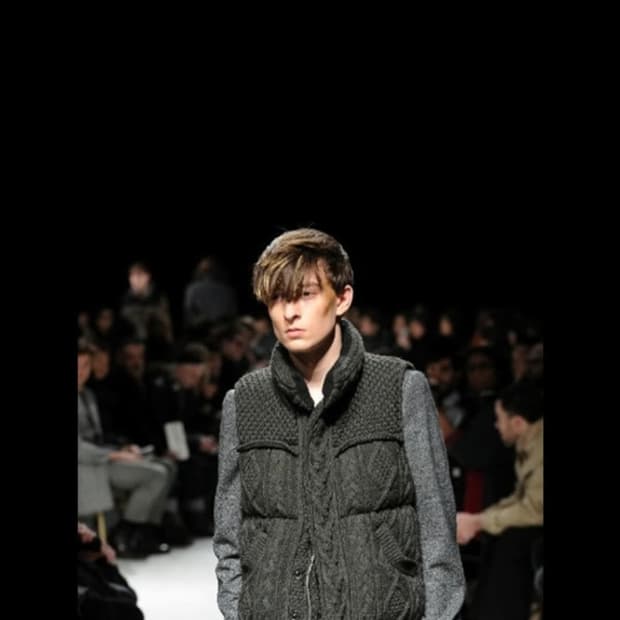 미하라 야스히로 케이블 니트 다운베스트