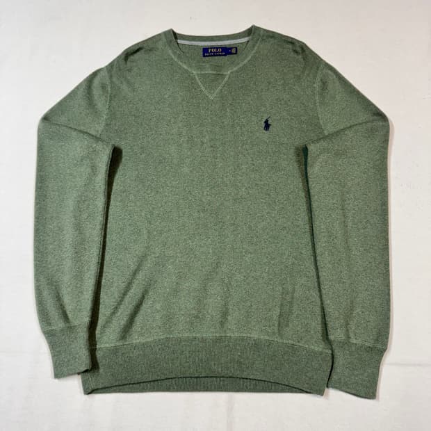 M) 폴로 랄프로렌 피마코튼 라운드넥 니트 그린