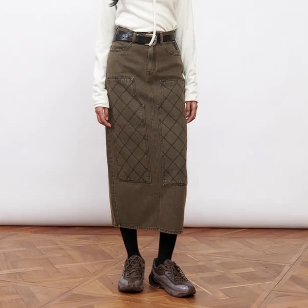 기준 스티치 데님 스커트