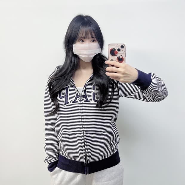 갭 Gap 스펠 로고 스트라이프 후드집업