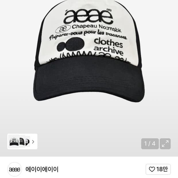 aeae 웹 로고 투톤 볼캡 블랙/화이트