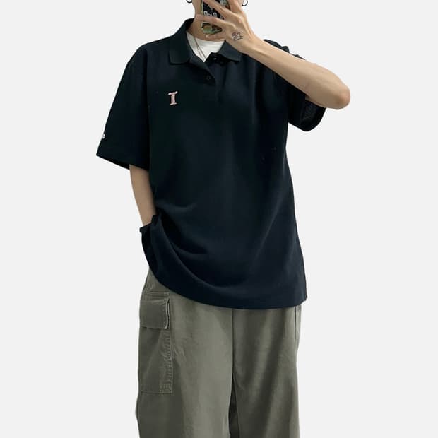 나이키 자수 패치 반팔 카라티 블랙 피케티 폴로티 pk티셔츠