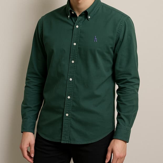 헤지스 다크 그린 클래식 핏 옥스퍼드 셔츠_105