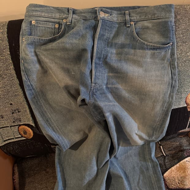 오라리 Selvedge Faded Light Denim Wide