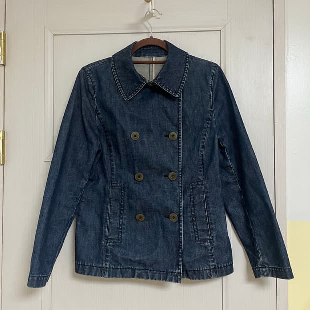 Aquascutum 데님 더블 피코트 청 자켓