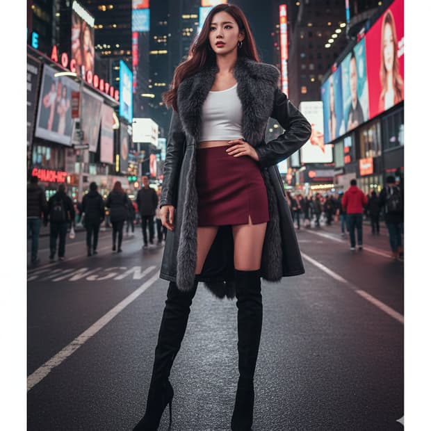 90s 슬림핏 하프 퍼코트 양가죽 44~55