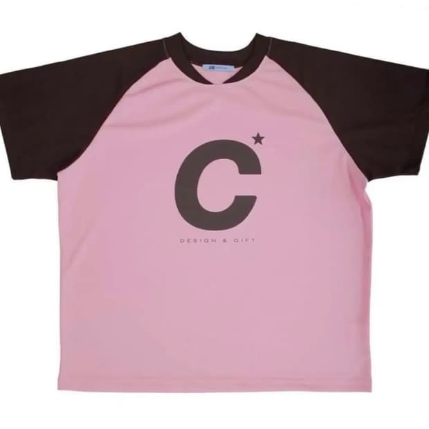지초이 C STAR RAGLAN 티셔츠 반팔 (PINK&BROWN)