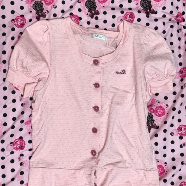 MILK 밀크 핑크 반팔 가디건