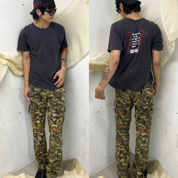 Y2k Back red Tribal Print Loose-Fit Tee