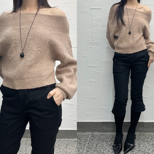 twinkle off-shoulder knit