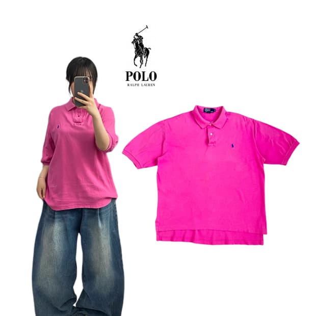 폴로 포니 PK 카라 반팔 티셔츠 핑크