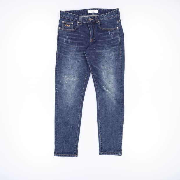 [31] 플랙 크롭 워싱 진청 데님 팬츠 1211J1