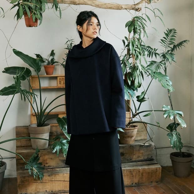 Malen unisex side cara coat navy