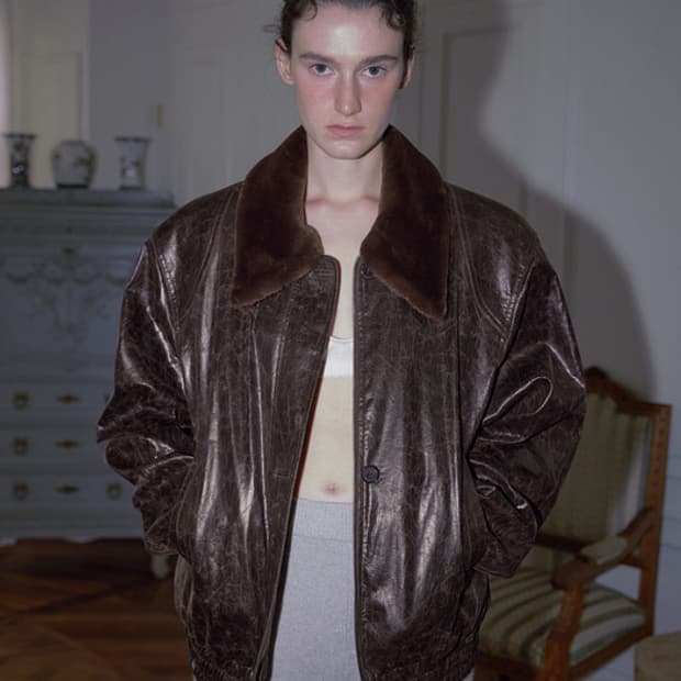 오버듀플레어 크랙 레더 블루종 브라우니