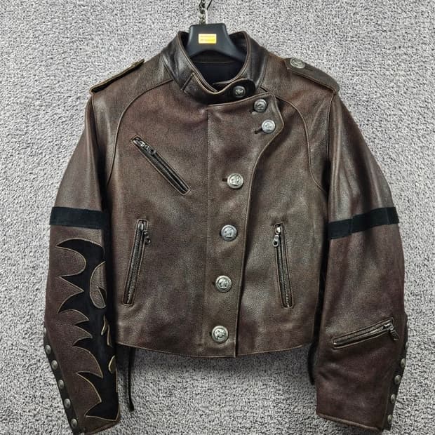 빈티지 리얼레더 코르셋 언밸런스 라이더자켓 ( S추정 ) / 11106