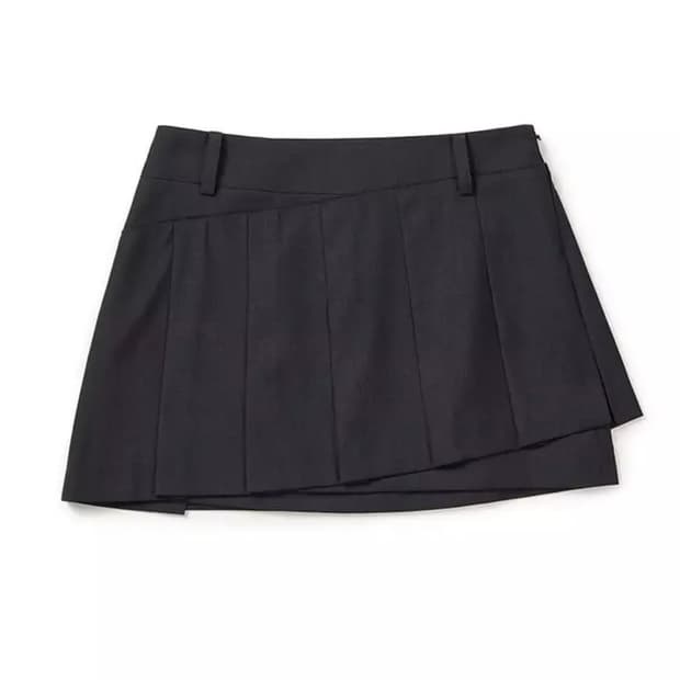 인스턴트펑크 플리츠 미니스커트 챠콜 M