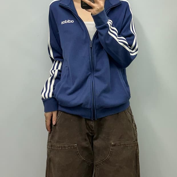 아디다스 루즈핏 다크네이비 트랙 코튼 져지