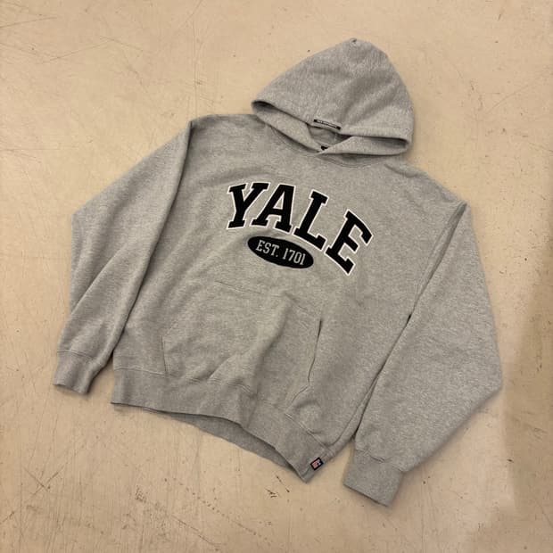 예일 빅로고 그레이 후드티