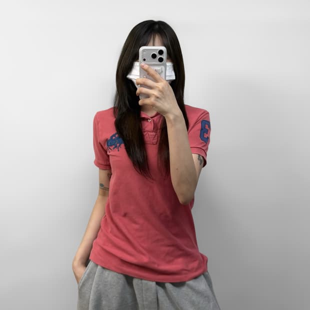 폴로 랄프로렌 더블 빅포니 자수 카라티 코랄