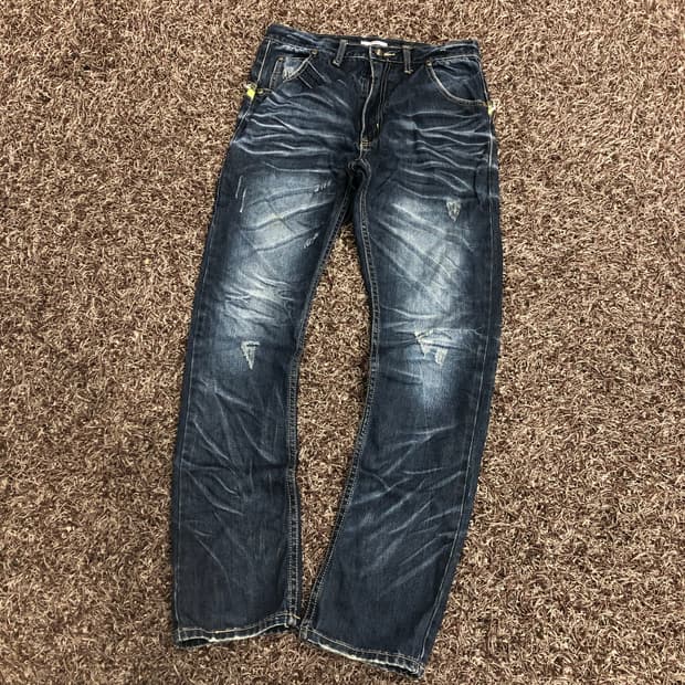 Jpn 빈티지 Y2k 워싱 백지퍼 데님 팬츠